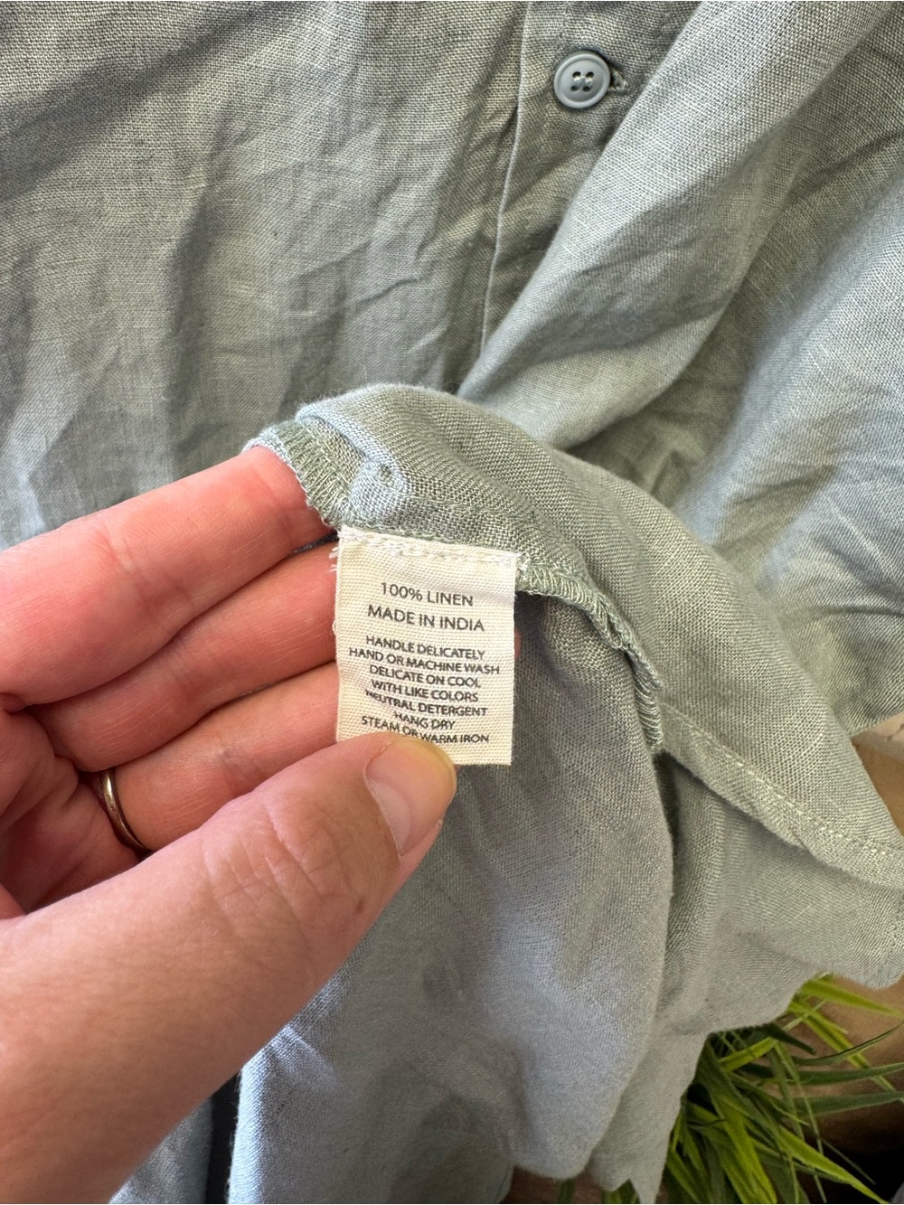 Mamene Florence Linen Shirt Dress Aloe Gray Green XS S Oversized Button Up - Picture 11 of 14